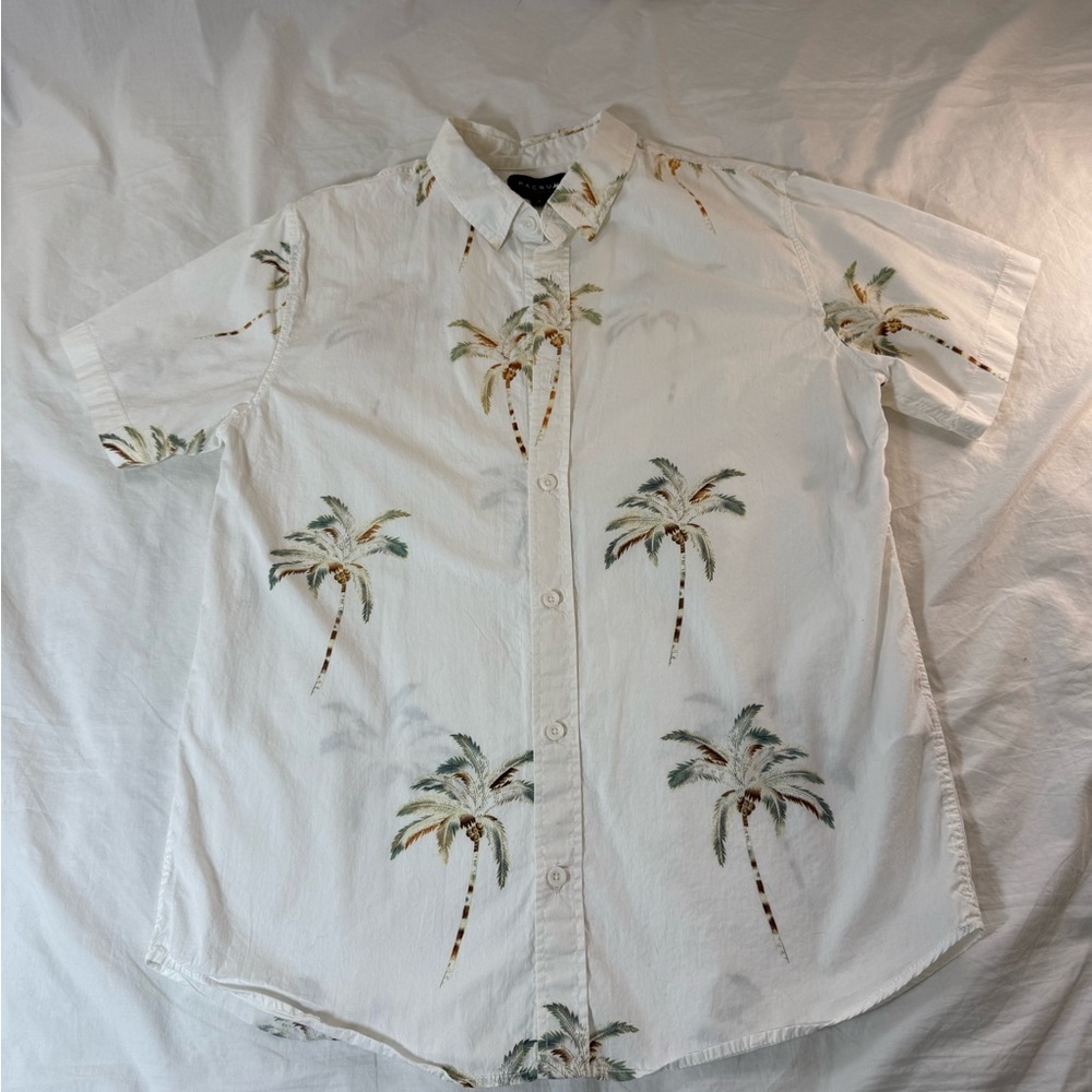 PacSun White Tropical Palm Tree Print Men's Shirt